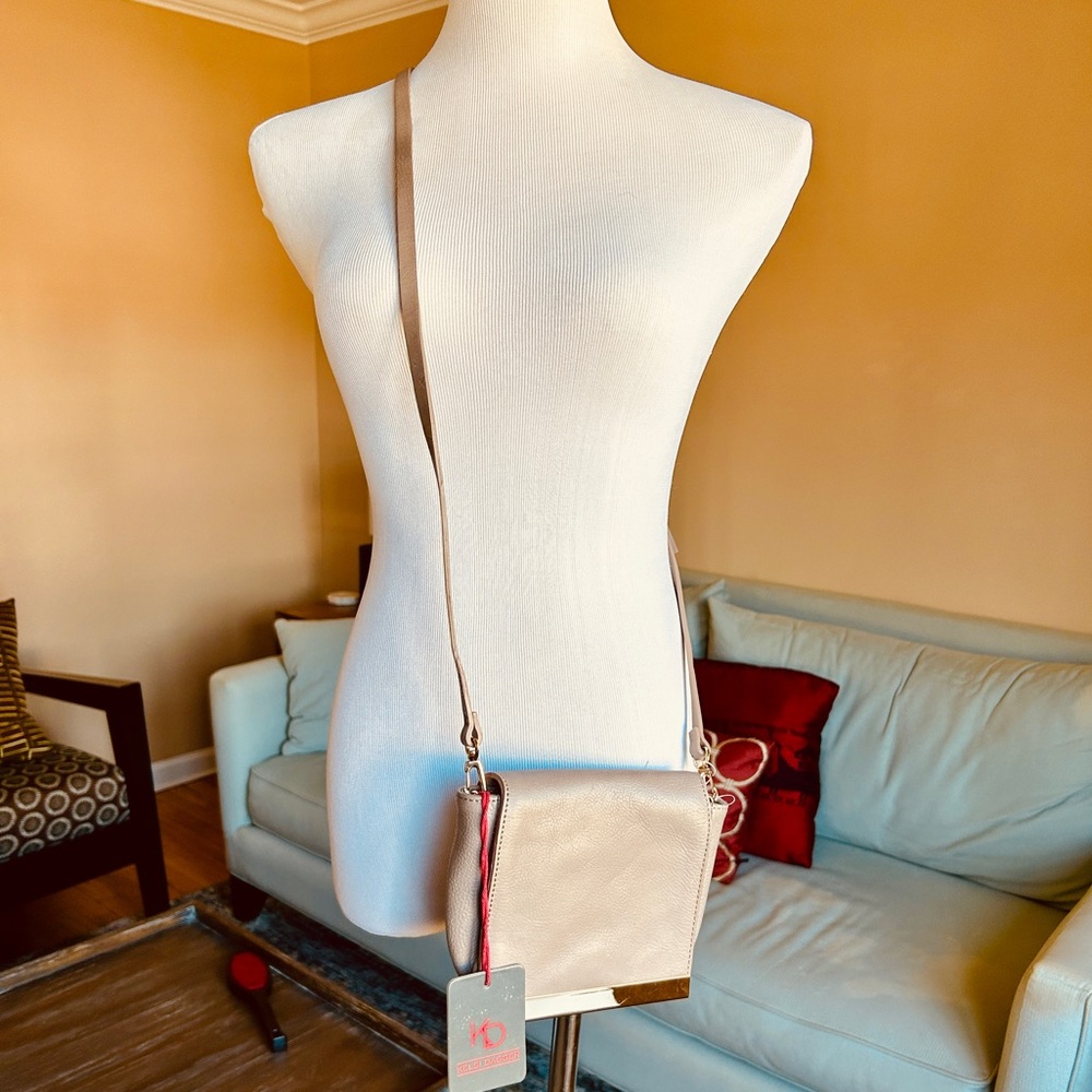Kelsi Dagger Arielle Taupe Leather Minimalist Crossbody Bag NWOT - Picture 5 of 13